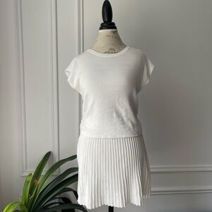White knit Pleated Skirt and Top Set